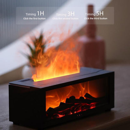 Fireplace Flame Aroma Diffuser & Cool Mist Humidifier | 7-Color LED Flame Effect | USB Powered, Remote Control, Timer & Auto Shut-Off, Humidifier Atmosphere Light Ideal for Bedroom, Living Room, Office, Christmas & Holiday Gifts