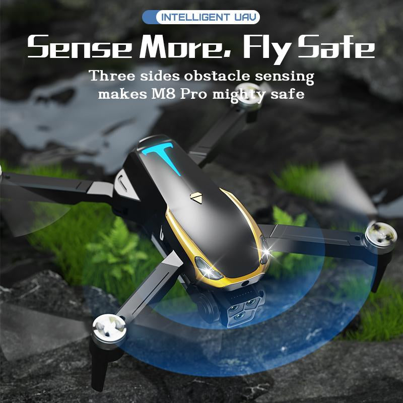 Intelligent UAV M8 Pro Drone 2025 GPS 4K UHD EIS Camera 5G Wifi FPV Brushless Motors Optical Flow Obstacle Avoidance Auto Return 360° Stunt Roll Two Batteries