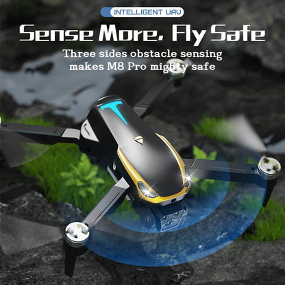 Intelligent UAV M8 Pro Drone 2025 GPS 4K UHD EIS Camera 5G Wifi FPV Brushless Motors Optical Flow Obstacle Avoidance Auto Return 360° Stunt Roll Two Batteries