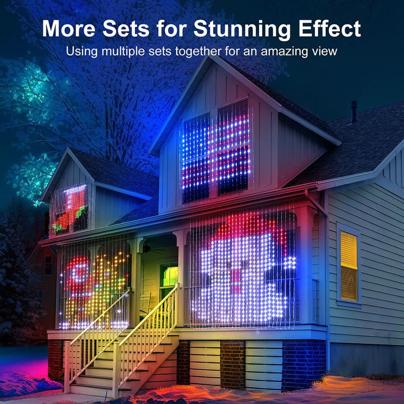 Smart Curtain Lights with DIY GIF, 400 RGBIC Leds 6.6X6.6Ft Color Changing Holiday Wall Lightss with APP, IP65 Waterproof Christmas String Fairy Lightss for Indoor Outdoor Bedroom Window