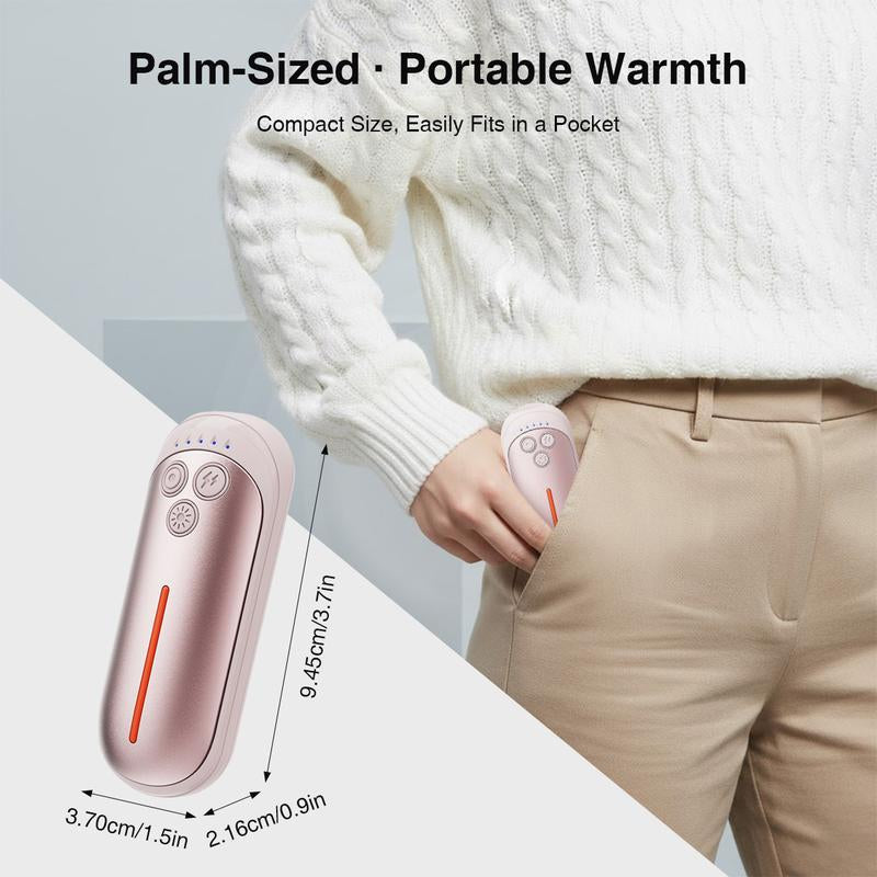 Rechargeable Hand Warmers 2 Pack – Electric Pocket Warmers with Flashlight, 5 Heat Levels, Gift for Women & Men, Camping & Skiing