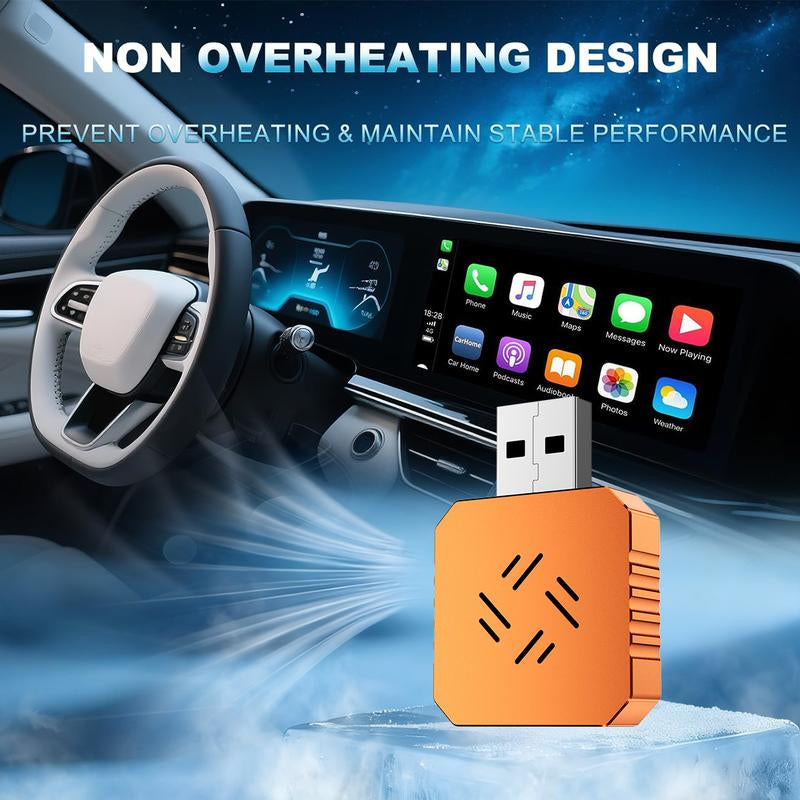 【Yurnlv】X New 2026 Carplay Wireless Carplay Adapter for Iphone/Android, Orange,Fast Connection, No Delay, Hands-Free Calls, Wireless Adapter, Electronic Charger, Carplay Adapter
