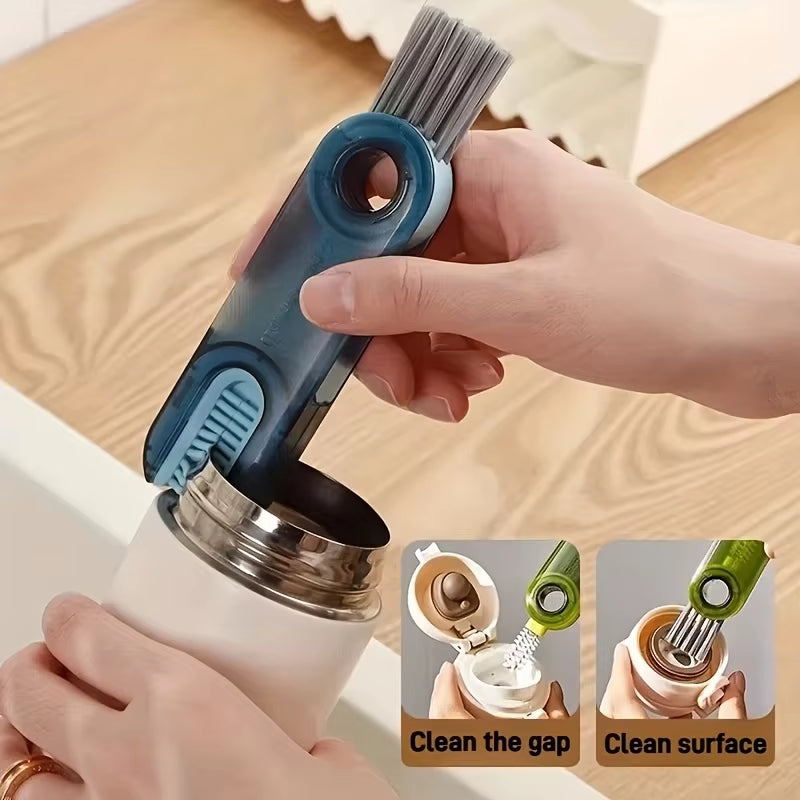 1PC Cleaning Brush Three in One Cup Brush Water Cup Cleaning Artifact Thermos Bottle Gap U-Shaped Cup Mouth Cup Lid Brush
