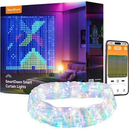 Smart Curtain Lights with DIY GIF, 400 RGBIC Leds 6.6X6.6Ft Color Changing Holiday Wall Lightss with APP, IP65 Waterproof Christmas String Fairy Lightss for Indoor Outdoor Bedroom Window