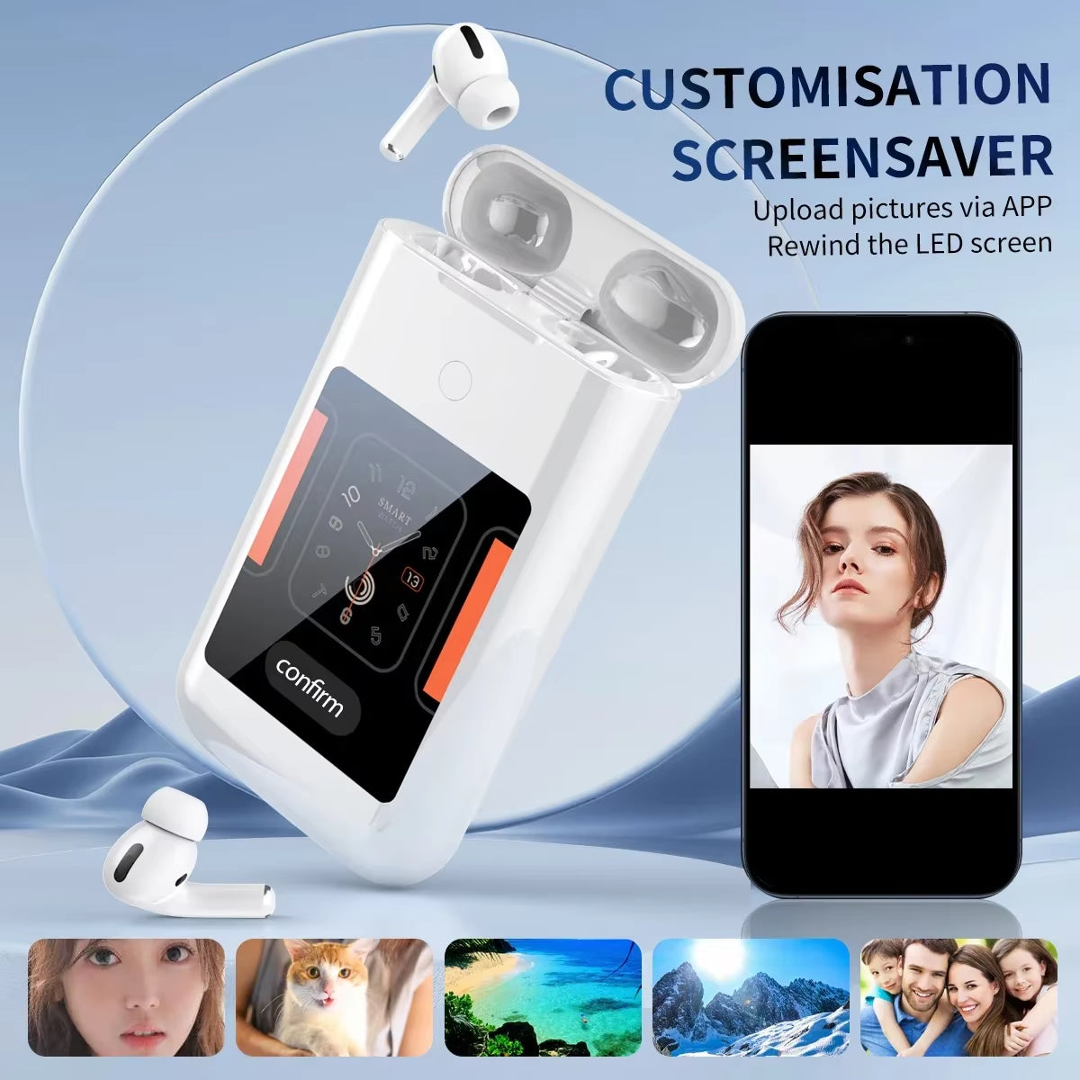 FLLTF A98 BOX Multiple Function in Ear Bluetooth Wireless Earphone Charging Case with 2.8" Touch Screen Power Bank Music Games
