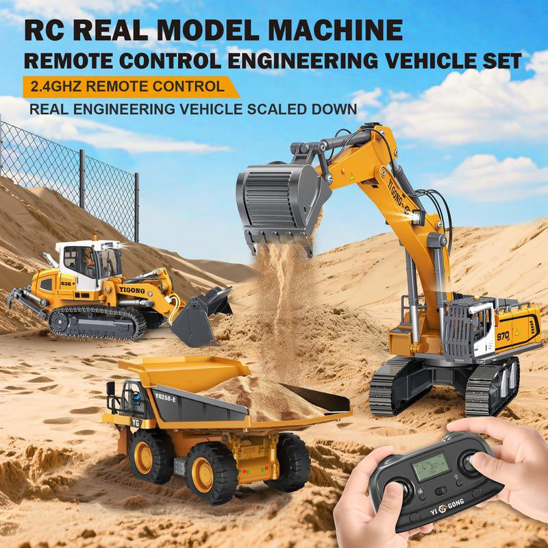 [Akeleo]1/50 Scale Model! Remote-Controlled Engineering Vehicle, Trapezoidal Spiral Transmission Device, Collector'S Model, with Working Sound Effects, Suitable for Children and Adults, and Also a Birthday and Christmas Gift.