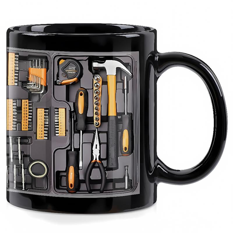 Creativity Funny Coffee Mug - Mechanic Toolbox Set Pattern, 11Oz Mug for Auto Mechanics, Unique Gifts for Birthdays, Holidays, Christmas, Perfect Coffee Cup