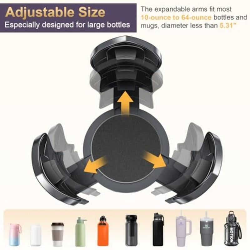 Car Cup Holder Phone Holder with Expandable Base 2 in 1 Cup Phone Holder Adapter for Car 360 Degree Rotating Neck Fits All Smartphones and Most Bottles