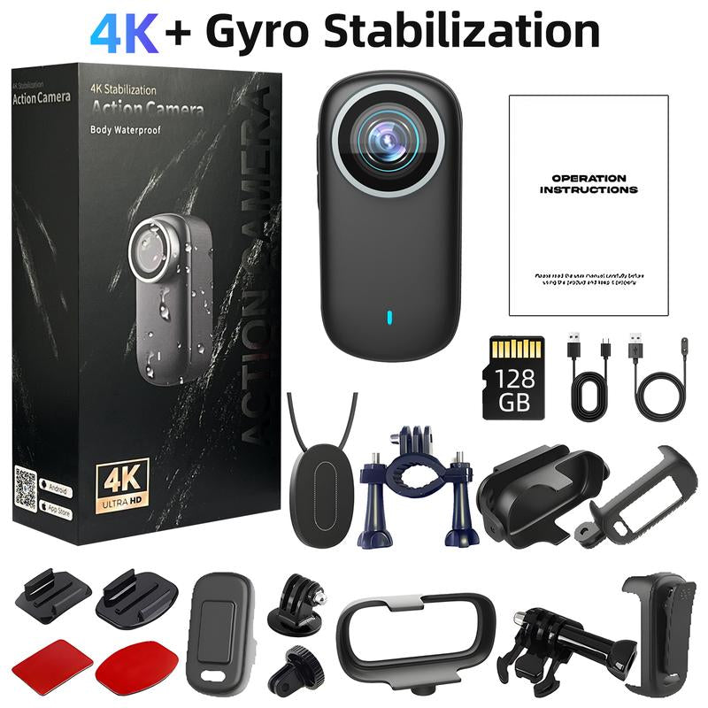 4K Ultra HD Thumb Action Camera IP65 Waterproof with Wifi Hotspot Smart Stabilization & Ultra Wide Angle Long Battery Life POV Vlogging for Cycling Running Travel Gift 32G 128G Card Anti-Shake Camera Lenses for Football Ultra Hd Pocket Action Camera