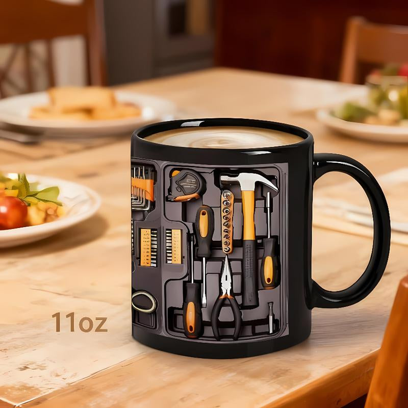 Creativity Funny Coffee Mug - Mechanic Toolbox Set Pattern, 11Oz Mug for Auto Mechanics, Unique Gifts for Birthdays, Holidays, Christmas, Perfect Coffee Cup