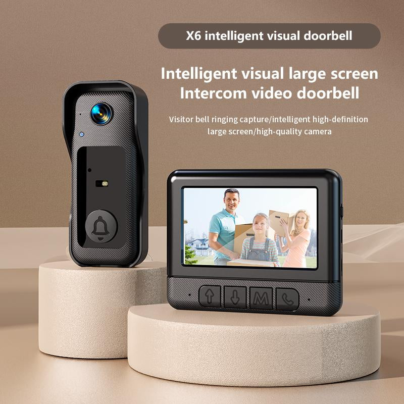 X6 Wireless Doorbell Camera, Rechargeable Smart Visual Doorbell, Modern Home Security Doorbell with Night Vision & Voice Changing, Safety Intercom for Privacy, Alarm, Sensor,Waterproof,Security Camera