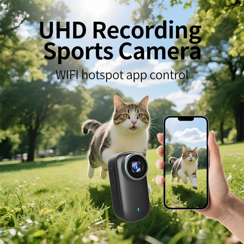 4K Ultra HD Thumb Action Camera IP65 Waterproof with Wifi Hotspot Smart Stabilization & Ultra Wide Angle Long Battery Life POV Vlogging for Cycling Running Travel Gift 32G 128G Card Anti-Shake Camera Lenses for Football Ultra Hd Pocket Action Camera
