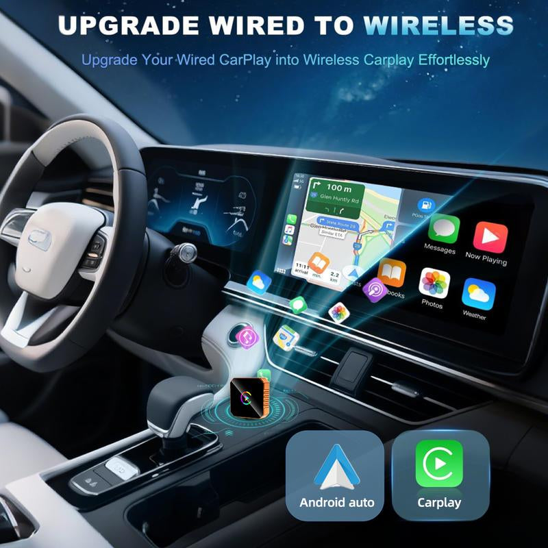 【Yurnlv】X New 2026 Carplay Wireless Carplay Adapter for Iphone/Android, Orange,Fast Connection, No Delay, Hands-Free Calls, Wireless Adapter, Electronic Charger, Carplay Adapter