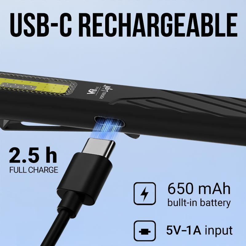 WARSTAR WT8 Magnetic 800LM Pocket Flashlight USB-C Rechargeable Dual-Beam Work Light for Camping Hiking Fishing Car Repair Portable 800 Lumens