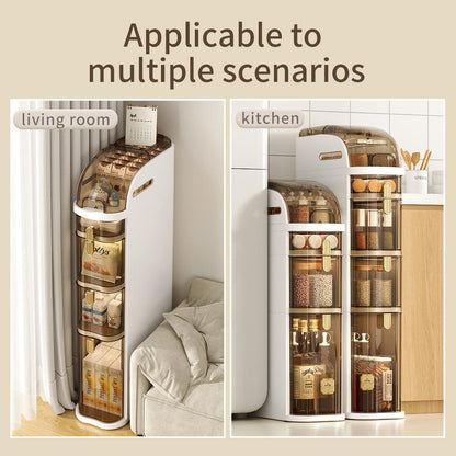 UFORU Ultra-Thin Bathroom Locker, Waterproof Narrow Bathroom Locker, Floor Cabinet with Wheels and Toilet Paper Holder, Suitable for Small Space, Living Room, Bathroom, Bedroom 2/3/4 Floors