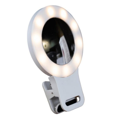 Phone Light, Clip-On Selfie Light with Mirror, Adjusted 3 Lighting Modes, Portable Ring Light for Makeup, Selfie, Video Conference