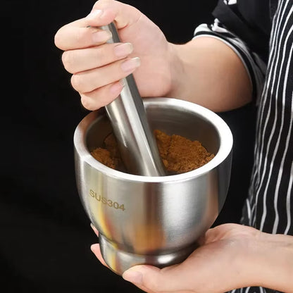 304 Stainless Steel Masher Solid Garlic Masher Household Grinding Masher Garlic Masher Garlic Mortar Grinding Bowl-Ab52