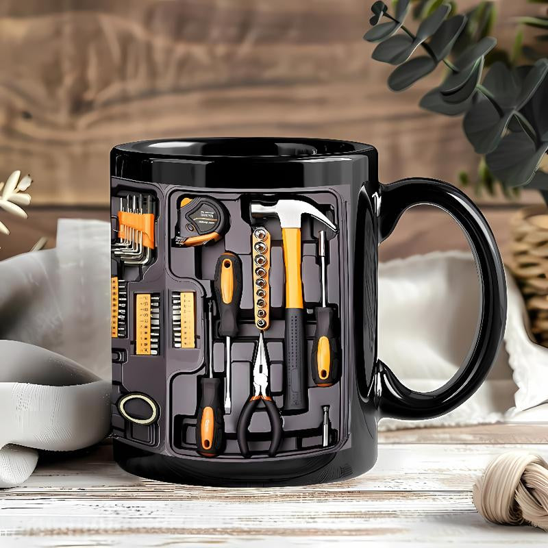Creativity Funny Coffee Mug - Mechanic Toolbox Set Pattern, 11Oz Mug for Auto Mechanics, Unique Gifts for Birthdays, Holidays, Christmas, Perfect Coffee Cup