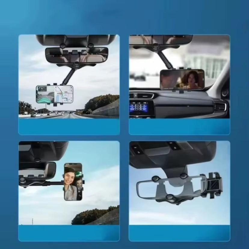 Car Phone Holder Mount 360 Rotation Rearview Mirror Smartphone Support in Car GPS Navigation Bracket for Iphone Samsung Xiaomi