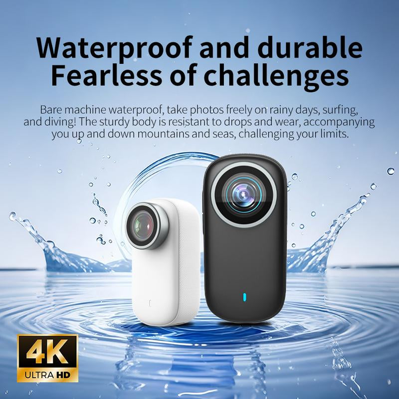 4K Ultra HD Thumb Action Camera IP65 Waterproof with Wifi Hotspot Smart Stabilization & Ultra Wide Angle Long Battery Life POV Vlogging for Cycling Running Travel Gift 32G 128G Card Anti-Shake Camera Lenses for Football Ultra Hd Pocket Action Camera