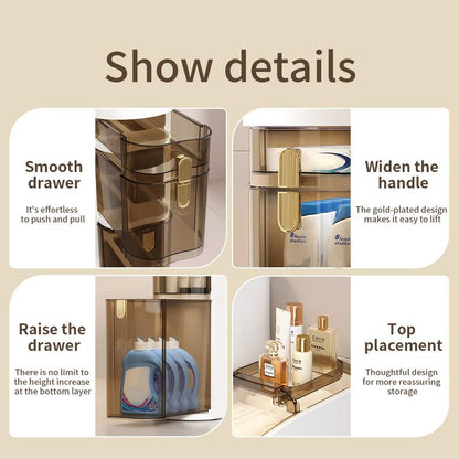 UFORU Ultra-Thin Bathroom Locker, Waterproof Narrow Bathroom Locker, Floor Cabinet with Wheels and Toilet Paper Holder, Suitable for Small Space, Living Room, Bathroom, Bedroom 2/3/4 Floors