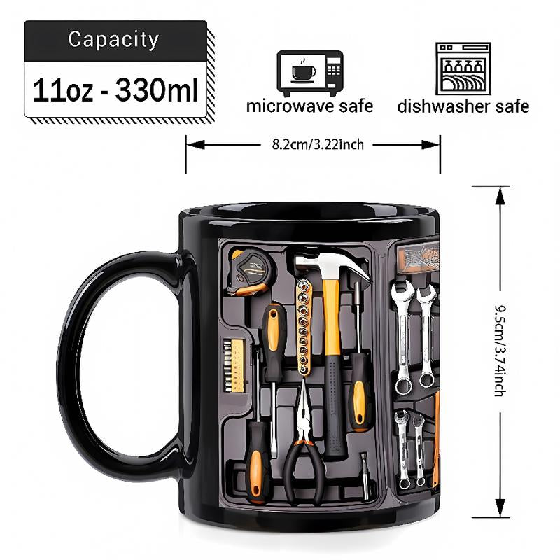 Creativity Funny Coffee Mug - Mechanic Toolbox Set Pattern, 11Oz Mug for Auto Mechanics, Unique Gifts for Birthdays, Holidays, Christmas, Perfect Coffee Cup