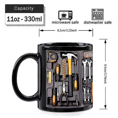 Creativity Funny Coffee Mug - Mechanic Toolbox Set Pattern, 11Oz Mug for Auto Mechanics, Unique Gifts for Birthdays, Holidays, Christmas, Perfect Coffee Cup