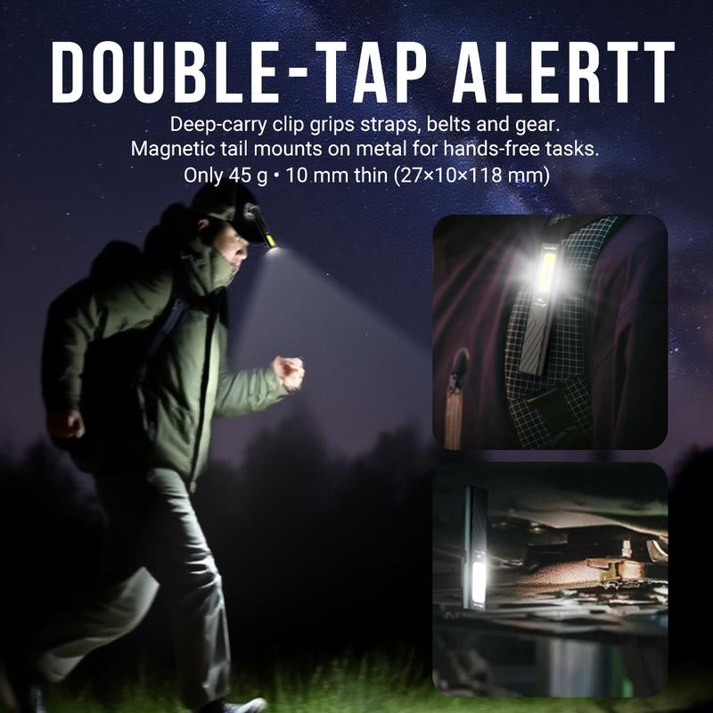 WARSTAR WT8 Magnetic 800LM Pocket Flashlight USB-C Rechargeable Dual-Beam Work Light for Camping Hiking Fishing Car Repair Portable 800 Lumens