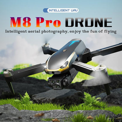 Intelligent UAV M8 Pro Drone 2025 GPS 4K UHD EIS Camera 5G Wifi FPV Brushless Motors Optical Flow Obstacle Avoidance Auto Return 360° Stunt Roll Two Batteries