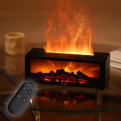 Fireplace Flame Aroma Diffuser & Cool Mist Humidifier | 7-Color LED Flame Effect | USB Powered, Remote Control, Timer & Auto Shut-Off, Humidifier Atmosphere Light Ideal for Bedroom, Living Room, Office, Christmas & Holiday Gifts