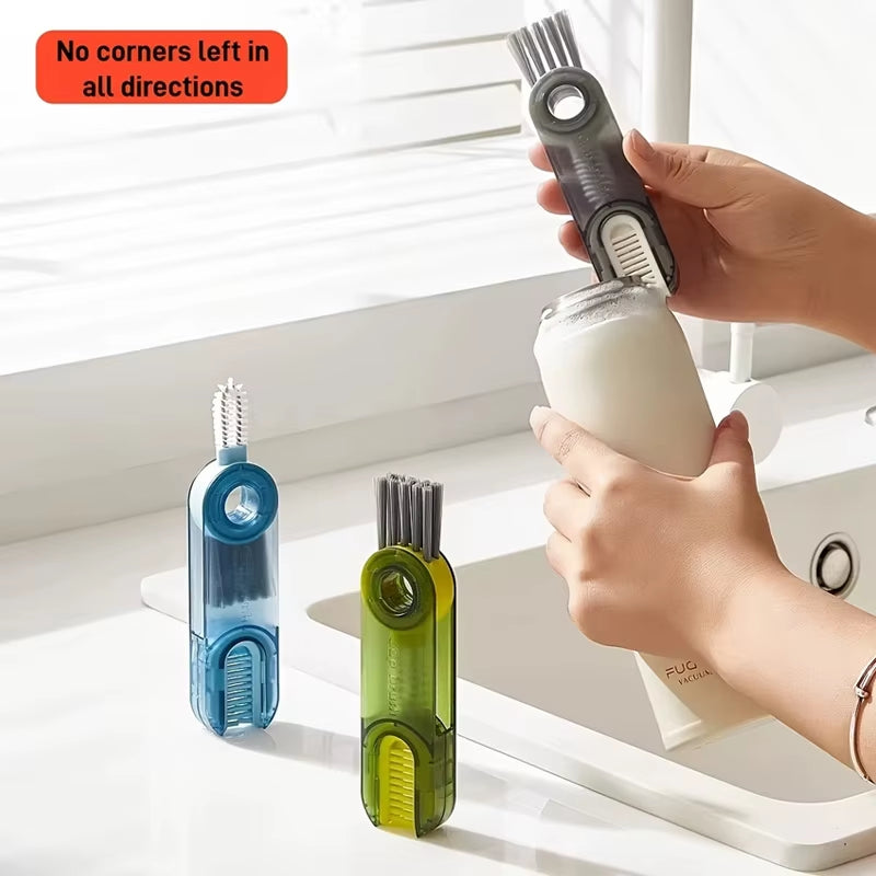 1PC Cleaning Brush Three in One Cup Brush Water Cup Cleaning Artifact Thermos Bottle Gap U-Shaped Cup Mouth Cup Lid Brush