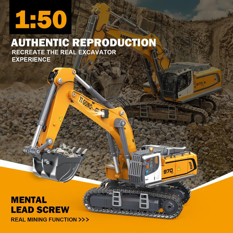 [Akeleo]1/50 Scale Model! Remote-Controlled Engineering Vehicle, Trapezoidal Spiral Transmission Device, Collector'S Model, with Working Sound Effects, Suitable for Children and Adults, and Also a Birthday and Christmas Gift.