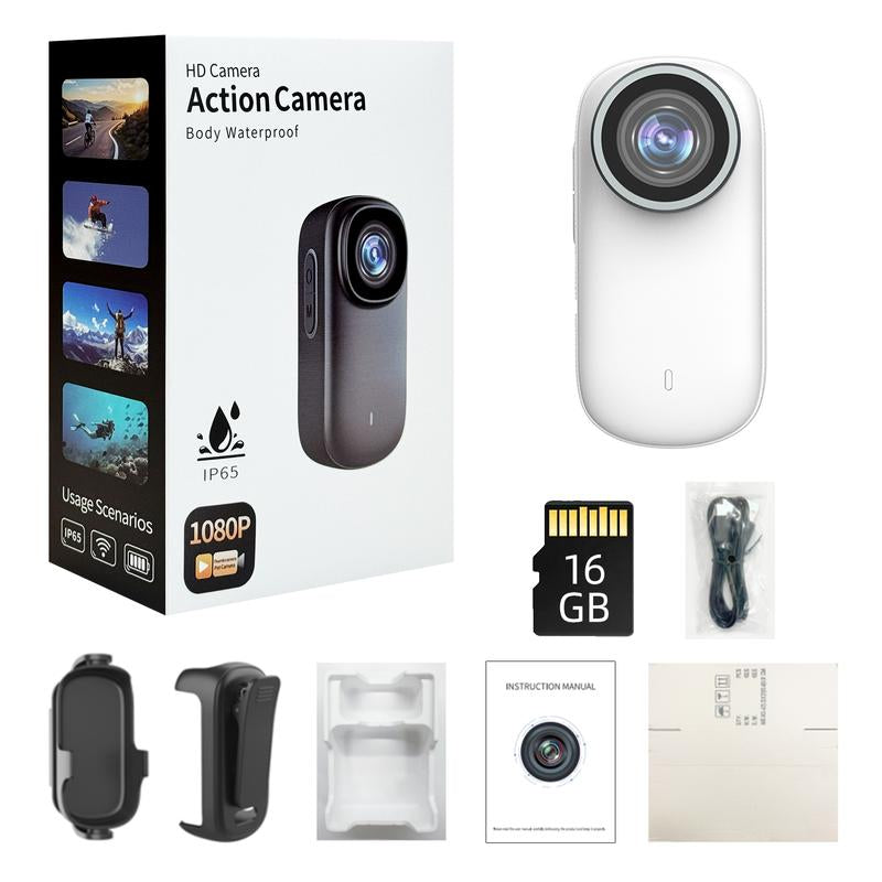 4K Ultra HD Thumb Action Camera IP65 Waterproof with Wifi Hotspot Smart Stabilization & Ultra Wide Angle Long Battery Life POV Vlogging for Cycling Running Travel Gift 32G 128G Card Anti-Shake Camera Lenses for Football Ultra Hd Pocket Action Camera