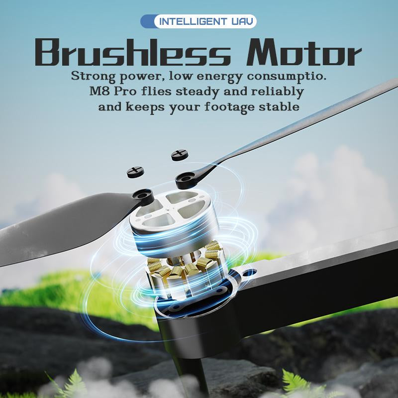 Intelligent UAV M8 Pro Drone 2025 GPS 4K UHD EIS Camera 5G Wifi FPV Brushless Motors Optical Flow Obstacle Avoidance Auto Return 360° Stunt Roll Two Batteries