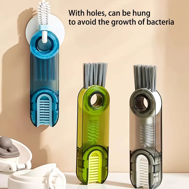 1PC Cleaning Brush Three in One Cup Brush Water Cup Cleaning Artifact Thermos Bottle Gap U-Shaped Cup Mouth Cup Lid Brush
