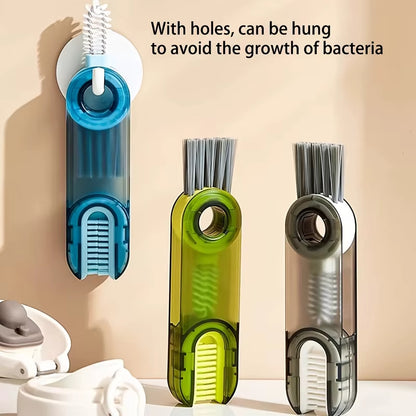 1PC Cleaning Brush Three in One Cup Brush Water Cup Cleaning Artifact Thermos Bottle Gap U-Shaped Cup Mouth Cup Lid Brush