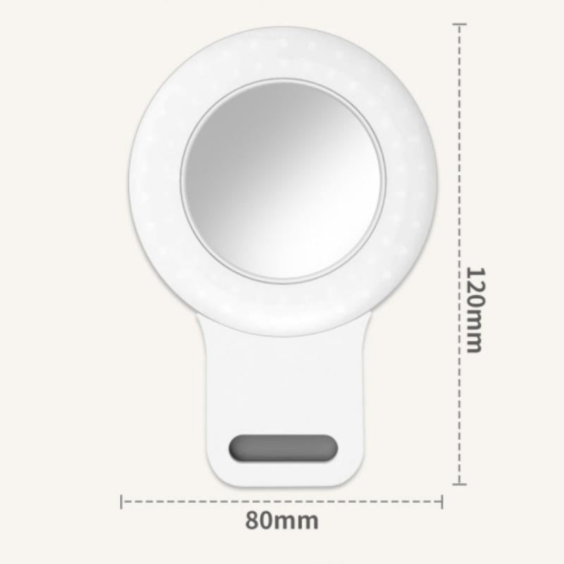 Phone Light, Clip-On Selfie Light with Mirror, Adjusted 3 Lighting Modes, Portable Ring Light for Makeup, Selfie, Video Conference