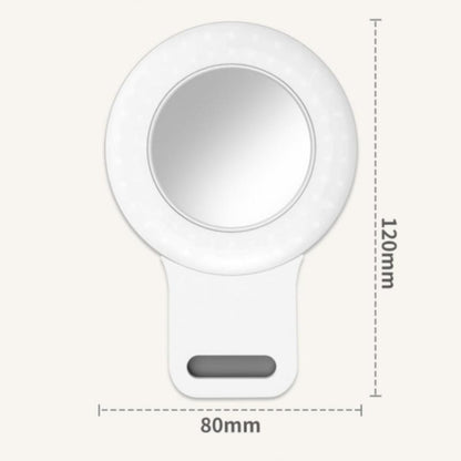 Phone Light, Clip-On Selfie Light with Mirror, Adjusted 3 Lighting Modes, Portable Ring Light for Makeup, Selfie, Video Conference