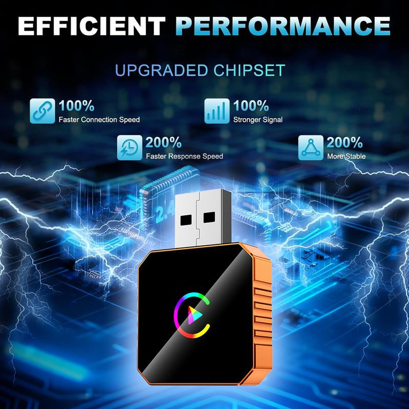 【Yurnlv】X New 2026 Carplay Wireless Carplay Adapter for Iphone/Android, Orange,Fast Connection, No Delay, Hands-Free Calls, Wireless Adapter, Electronic Charger, Carplay Adapter